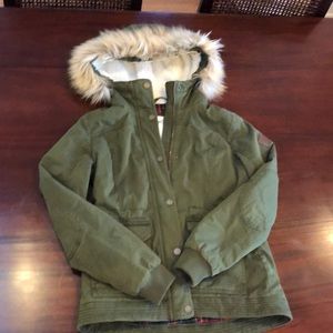 Hollister great condition jacket with Faux hood